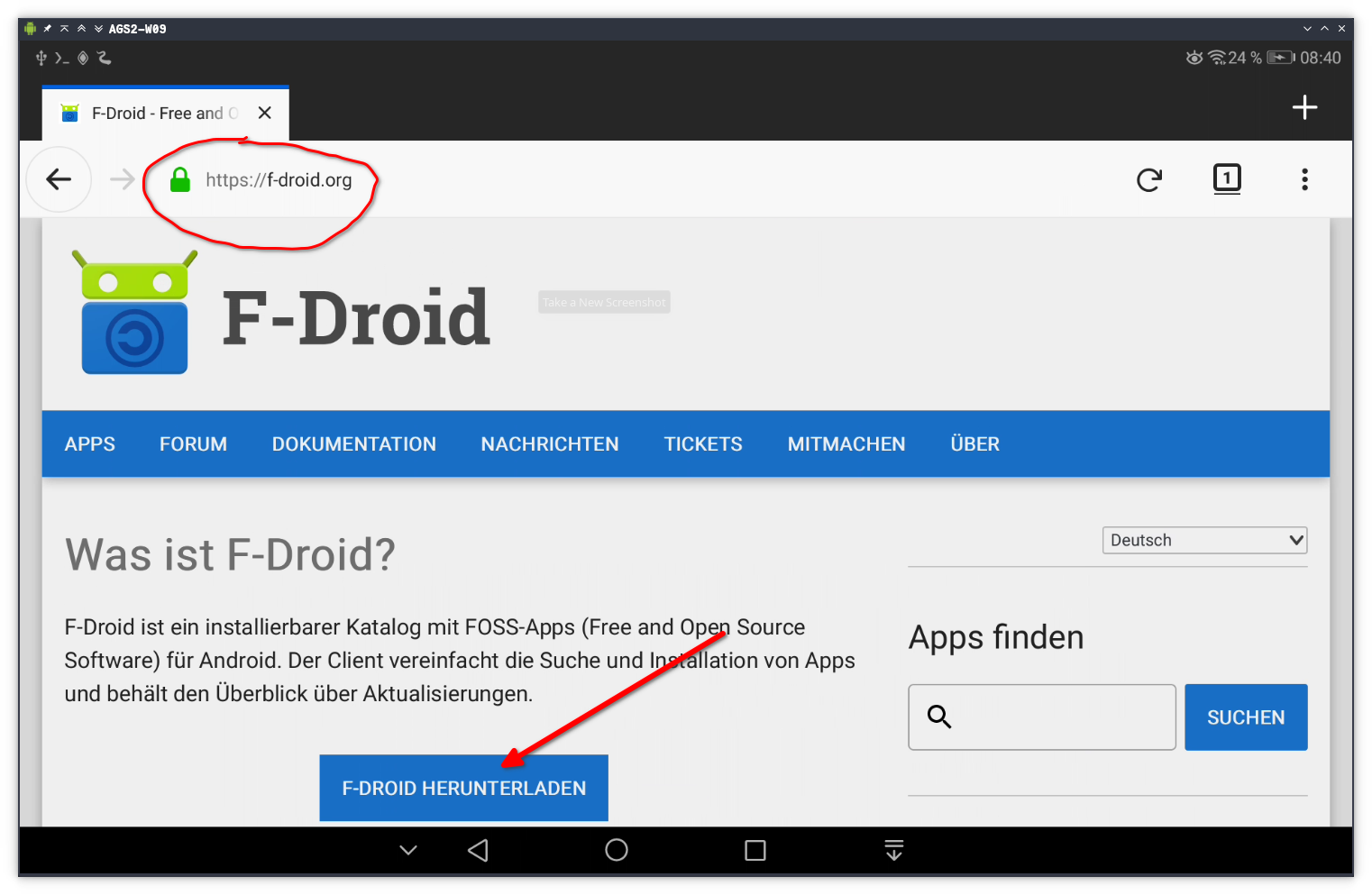 F-Droid im Browser